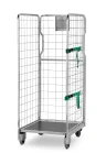 Roll container 3-sided 855x800x1900mm - wooden base, stackable